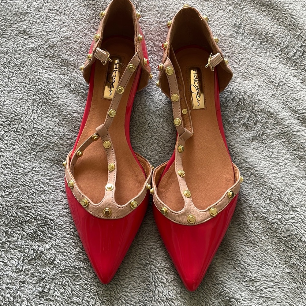 Coral Pink Studded Flats